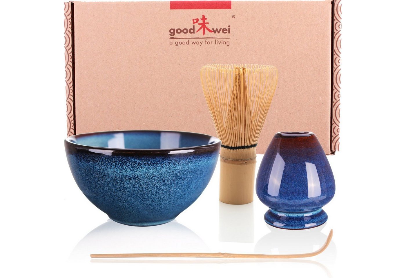 Goodwei Teeservice Matcha-Set Safaia" 80 mit Teeschale, Matchabesen und Besenhalter (4-tlg), 1 Personen, Keramik" von Goodwei