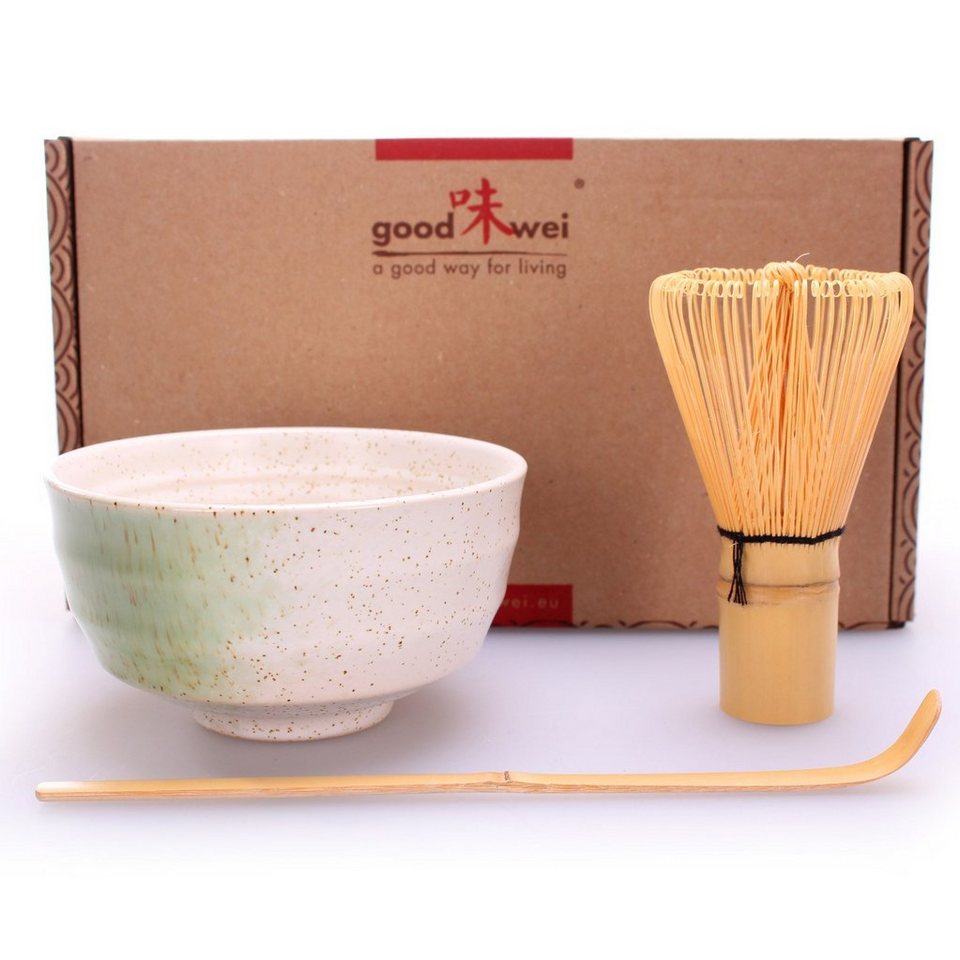 Goodwei Teeservice Matcha-Set Shiro" mit Teeschale und Matchabesen (3-tlg), 1 Personen, Keramik" von Goodwei