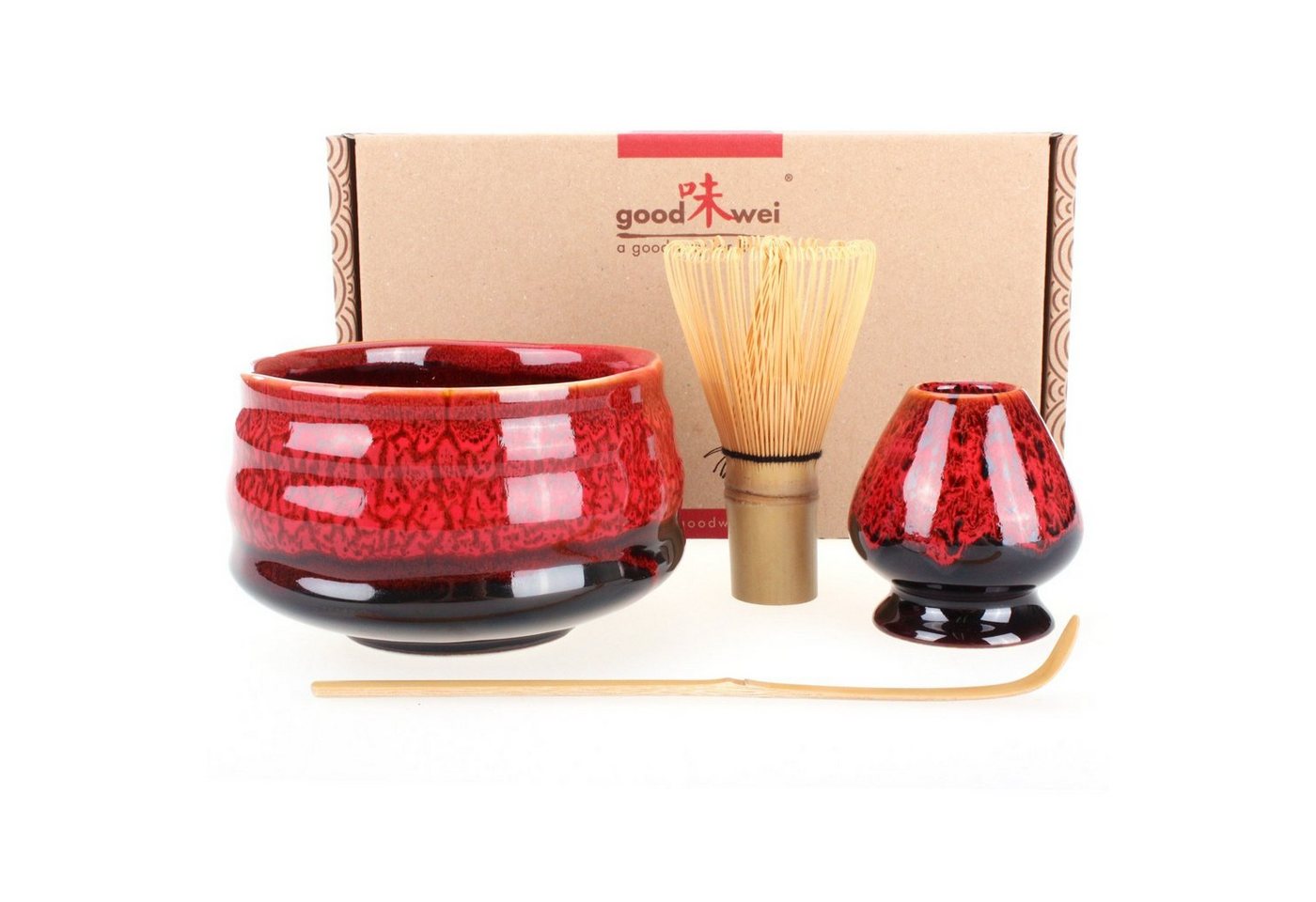 Goodwei Teeservice Matcha-Set Yogan" 80 mit Teeschale, Matchabesen und Besenhalter (4-tlg), 1 Personen, Keramik" von Goodwei