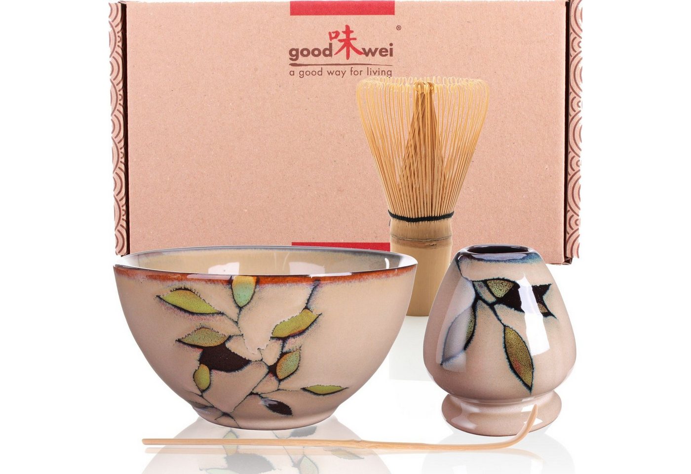 Goodwei Teeservice Matcha Teezeremonie Set Bamboo" mit Teeschale, Besen und Besenhalter (4-tlg), 1 Personen, Keramik" von Goodwei