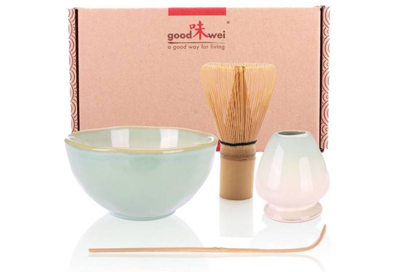 Goodwei Teeservice Matcha Teezeremonie Set "Hasnunomi" mit Teeschale, Besen und Halter (4-tlg), 1 Personen, Keramik von Goodwei