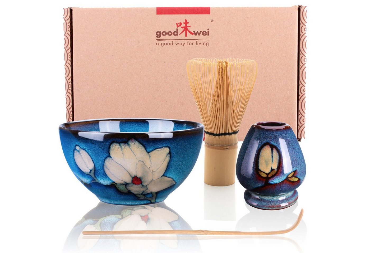 Goodwei Teeservice Matcha Teezeremonie Set Magnolia" mit Teeschale, Besen und Halter (4-tlg), 1 Personen, Keramik" von Goodwei