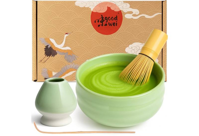 Goodwei Teeschale Matcha Teezeremonie Set "Minto" mit Schale, Besen (120) und Halter, Keramik von Goodwei