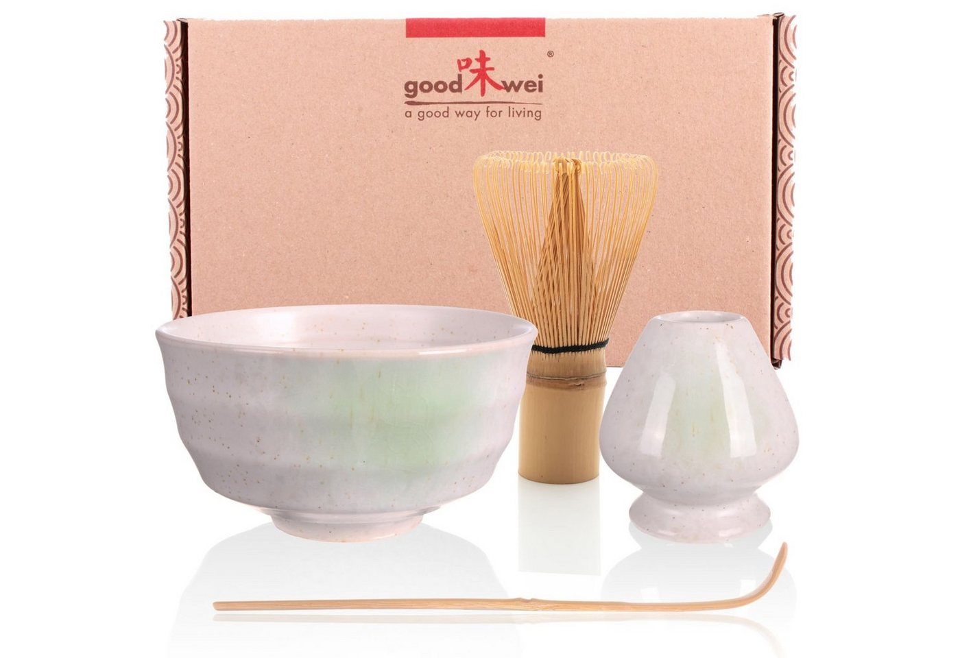 Goodwei Teeservice Matcha Teezeremonie Set Shiro mit Teeschale, Besen und Besenhalter (4-tlg), 1 Personen, Keramik" von Goodwei