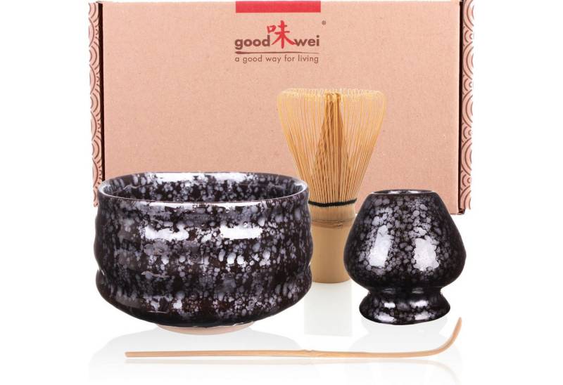 Goodwei Teeschale Matcha Teezeremonie Set "Tetsu" mit Teeschale, Besen und Besenhalter, Keramik von Goodwei