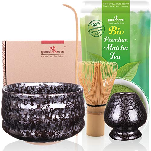 Teezeremonie-Set mit hochwertiger Matcha-Schale und echtem Bio Matcha aus Japan (Tetsu) von Goodwei