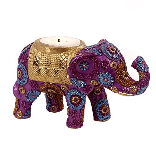 FLORAL ELEPHANT VOTIVE TT PRPL 13CM von Goodwill