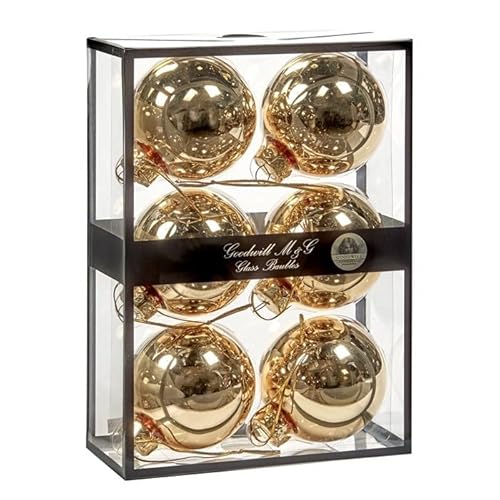 GOODWILL Box-Set mit 6 goldglänzenden Christbaumkugeln aus Glas, 7 cm GOODWILL Box-Set mit 6 goldglänzenden Christbaumkugeln aus Glas, 7 cm von Goodwill