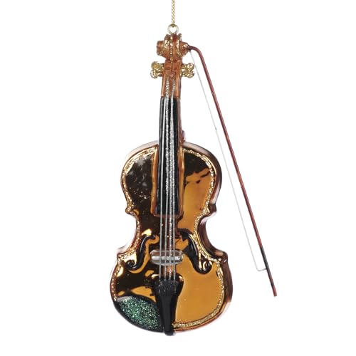 Goodwill Geige aus Glas mit Boe 14 cm braun und schwarz geformte Kugel Dekoration von Goodwill