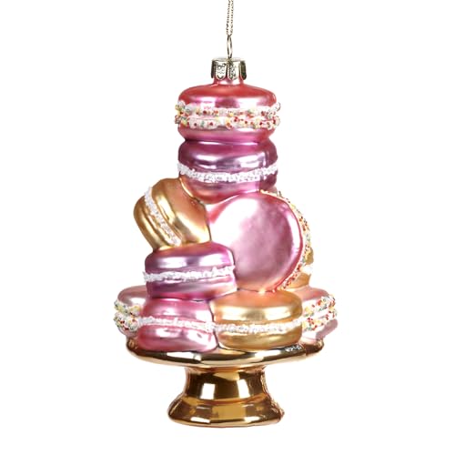 Goodwill Macaron Stack Glas 13,5 cm rosa und gold Macarons auf Ständer Kugel Deko von Goodwill