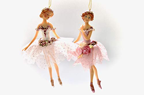 Goodwill Tüll Harz und Stoff Blume Ballerina, Hänger Weihnachten Ornament – Set von 2 von Goodwill
