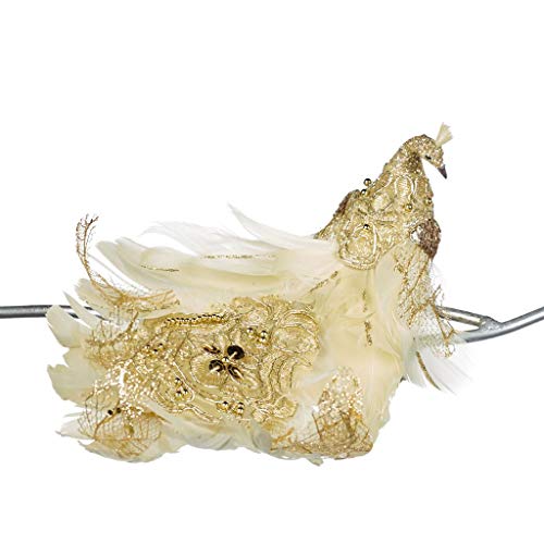 Goodwill: Pfau Gold Glitzer Feder & Spitze Vogel auf Clip 30cm von Goodwill