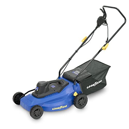 Goodyear – 1800 W elektrischer Rasenmäher. Motor 3200 U/min 210–230 V. Kabelgebundener Rasenmäher mit 40 cm Schnittbreite. 71x48x29cm. Fangsack 35 Liter Goodyear – 1800 W elektrischer Rasenmäher. Motor 3200 U/min 210–230 V. Kabelgebundener Rasenmäher mit 40 cm Schnittbreite. 71x48x29cm. Fangsack 35 Liter von Goodyear