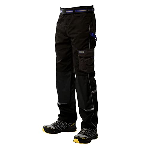 Goodyear Herren Reflective Trim Dreiergruppe nähte Multi-Werkzeug-Taschen Moderne Fracht Kneepad Taschen Arbeitssicherheit Hosen, Schwarz, 42" Taille Regular Leg (31" ) von Goodyear