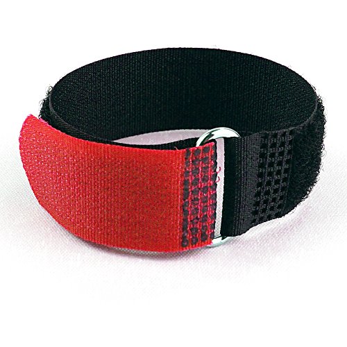 1 Klettkabelbinder Metallöse Klett- und Flauschteil auf GLEICHER SEITE 20 cm rot von Goodymax