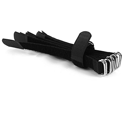 10 x Klettkabelbinder DS Metallöse - Klett/Flausch auf UNTERSCHIEDLICHEN SEITEN! - 20 cm schwarz von Goodymax