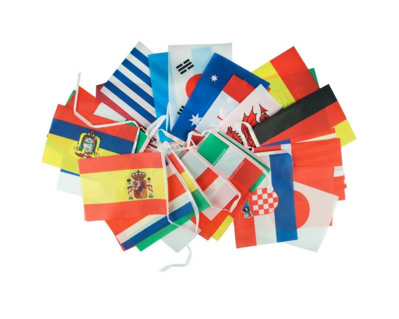 Goodymax Hängedekoration Internationale Wimpelkette Polyester-Stoff (14 x 20 cm / 9,00 Meter lang, 1 Wimpelkette), 32 Wimpel á 14 x 20 cm von Goodymax