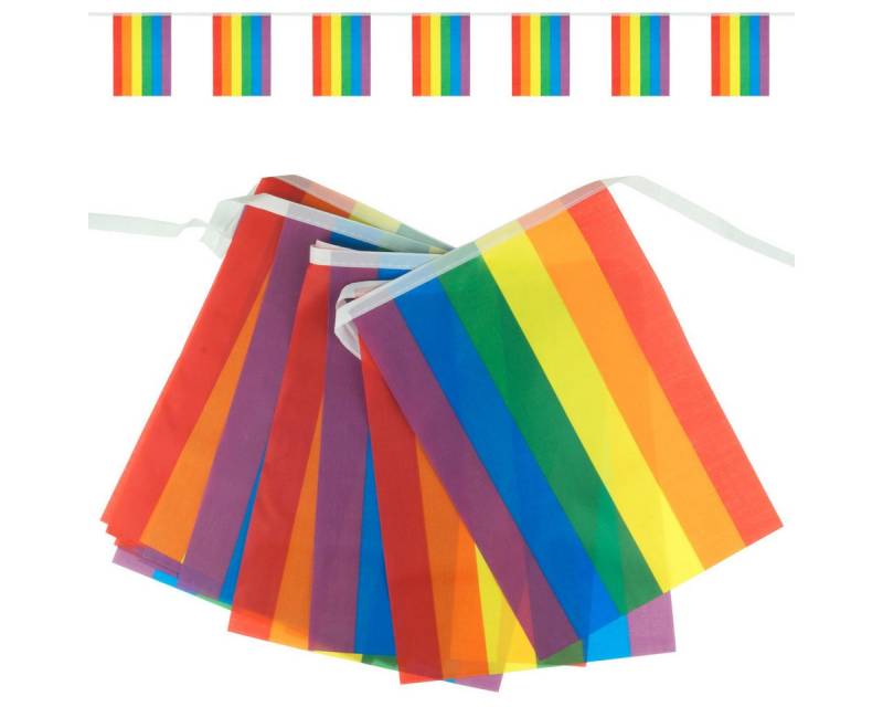 Goodymax Hängedekoration Wimpelkette Regenbogen Streifen Polyester-Stoff (20 x 30 cm / 9,5 Meter lang, 1 Wimpelkette), 25 Wimpel von Goodymax