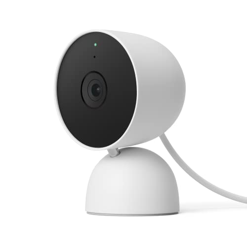 Google Nest Cam (Indoor, mit Kabel) Überwachungskamera für zu Hause - Intelligente Überwachungskamera, Schnee, GJQ9T, Snow, 1 Stück (1er Pack) von Google