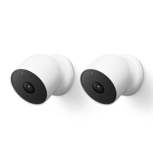 Google Nest Cam-Doppelpack – Intelligente Überwachungskamera im Innen- und Außenbereich, 1080p, G3AL9, Snow, 2 Stück (1er Pack) von Google