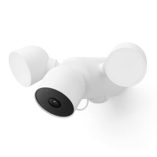 Google Nest Cam mit Flutlicht – Außen mit Kabel – Intelligente Sicherheitskamera GPLE9, Snow, 1 Stück (1er Pack) von Google