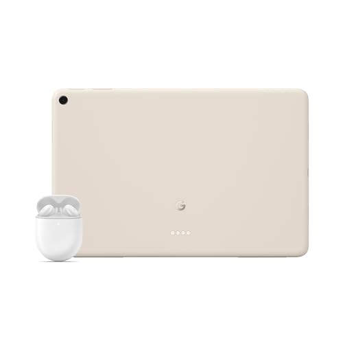 Google Pixel Tablet – Android-Tablet mit 11"-Display und einem Akku mit Langer Laufzeit – 8 GB RAM – 256 GB Speicherplatz – Porcelain + Pixel Buds A-Series – Clearly White von Google