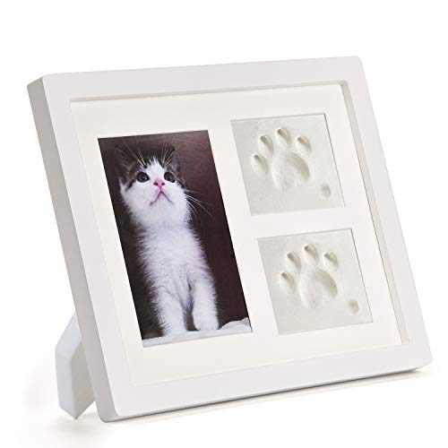 Bilderrahmen und Pfotenabdruck-Set weiß für Hunde oder Katzen, Haustierbesitzer, 3d Gipsabdruck Set, Heimdekoration, Geschenke von Goomis