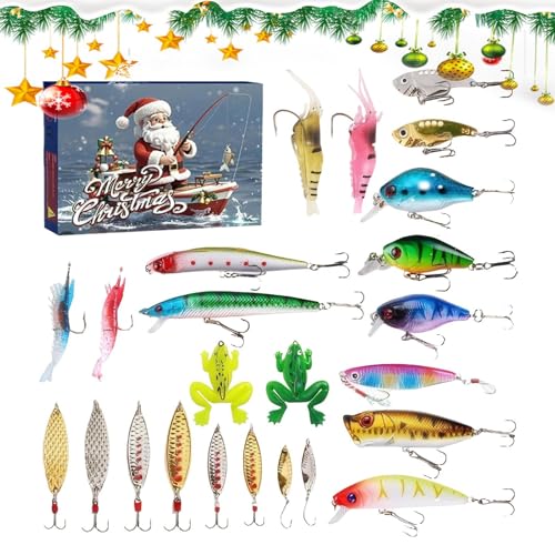 Goowafur Christmas Countdown Spielzeug,24 Tage Angelköder Kalender | Wohndeko Produkte Für Haus Freund Vater Opa Enkel Sohn von Goowafur