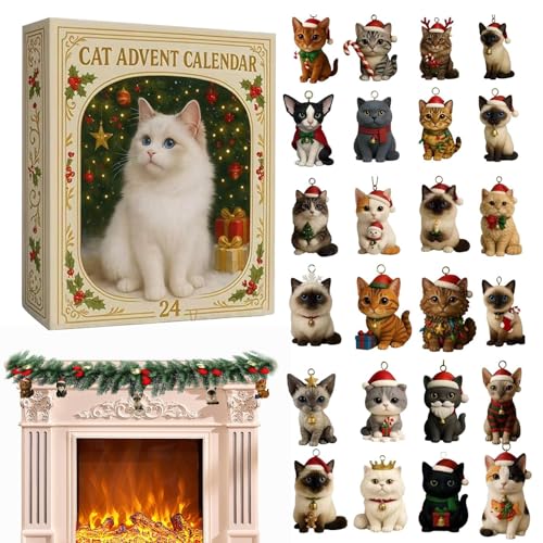 Goowafur Countdown Zu Weihnachten,2D Acrylic Niedlicher Katzen Kalender Mit 24 Fächern - Künstlerischer Schmuck Für Jugendliche Kinder Erwachsene Zur Weihnachtszeit von Goowafur