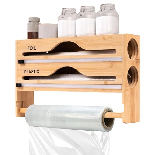 Goowafur Frischhaltefolien Spender - Folien Spender mit Cutter - Wandmontierte Schneidebox Küchenfolien-Organizer Für Küche Haushalt Gewerbe Schrank Kühlschrank Vorratsschrank Aufbewahrung von Goowafur
