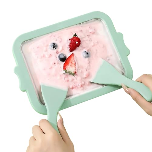 Goowafur Gerollte Eismaschine, Instant-Pfanne,Haushaltsfrucht-Eismaschine-Platte - Yogurt Plate Mini-Gefriermaschine, Obstsalat-Sweet-Spot-Rollpfanne für Familien von Goowafur