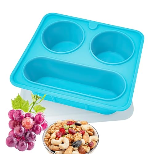 Goowafur Geteilte Snack-Schalen - Unterteilter Tragbarer Snack-Behälter - Wiederverwendbarer 3-Fach Silikon 420Ml Behälter Für Camping Unterhaltung Reisen Kinder Picknick Früchte Süßigkeiten Goowafur Geteilte Snack-Schalen - Unterteilter Tragbarer Snack-Behälter - Wiederverwendbarer 3-Fach Silikon 420Ml Behälter Für Camping Unterhaltung Reisen Kinder Picknick Früchte Süßigkeiten von Goowafur