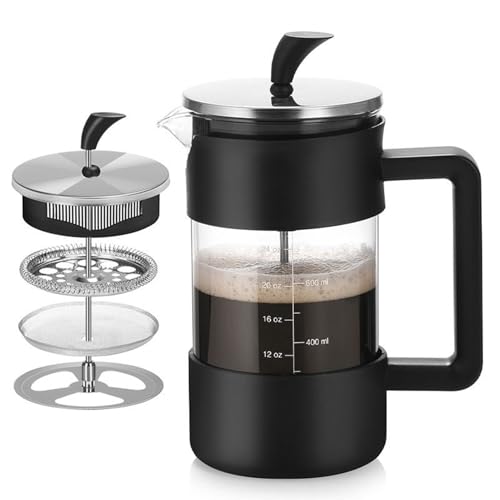 Goowafur Kaffeekanne 1 Liter | Glas Kaffeepresse,Tropffrei Tragbar Für Zuhause Küche Party Arbeitsplatz von Goowafur