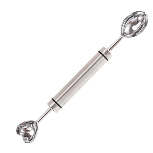 Goowafur Melonenkugelausstecher | Edelstahl Doppelköpfige Schnitzmesser Wassermelone Honigmelone Ausstecher - Löffel Für Sorbet Dessert Küche Pitaya Kiwi Tomaten - Butter Birne Servieren von Goowafur