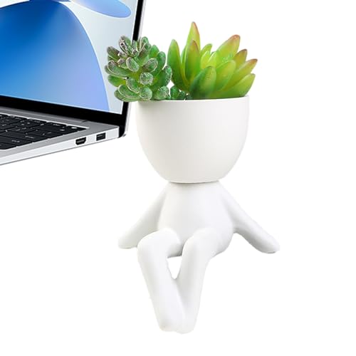 Goowafur Modern Home Keramik-Figur,Blumentopf, Sukkulenten-Keramik-Übertopf,Kleiners Blumentopf Coole Pflanzentöpfe Schreibtisch-Ornamente von Goowafur