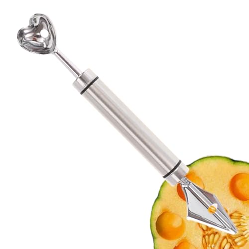 Goowafur Schnitzwerkzeuge | Edelstahl Doppelköpfiger Wassermelonen Kugelausstecher | Cantaloupe Eiscreme Sorbet Dessert Kugelformer | Butter Birne Servieren von Goowafur