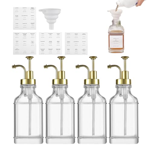 Goowafur Sirup Spender - Klarglas Sirup Behälter - Klare Flasche Mit Etiketten Für Soße Ketchup Seife Küche Restaurant Getränke Dessert Party Gastgeber von Goowafur