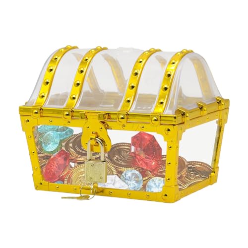Goowafur Spielzeug-Piraten-Schatzkiste, Schatzkiste-Spielzeug - Dekorative Piratentruhe - Transparente dekorative Piratentruhe, Kinder-Piratenschatz-Aufbewahrungsbox für Kinder von Goowafur