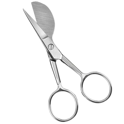 Goowafur Teppichschneideschere | 4,72-Zoll-Edelstahlapplikation Entenschnabel-Scherenklinge,Haushaltsschere mit doppelt gebogenem, gebogenem, versetztem Griff für Teppichflor und Teppichlocher von Goowafur