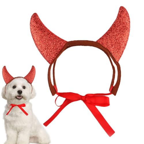 Goowafur Teufelshörner für Hunde, Teufelshörner für Katzen - Filz Halloween Teufelshörner - Festliche Hundekopfbedeckung mit Riemen, niedliche Partygeschenke für Feiern, Fotografie von Goowafur
