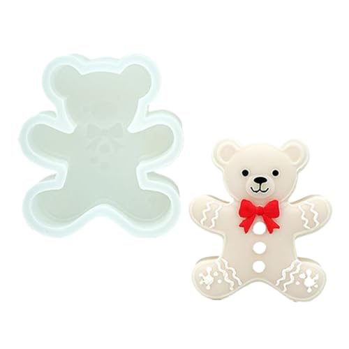Goowafur Weihnachtsformen Silikon Harz - Bastelformen Lebkuchenbär Form - Antihaft Backformen Einfache Entformung Handwerk Silikonform Für Kerzen Harz Seife Backen Cupcake Deko von Goowafur