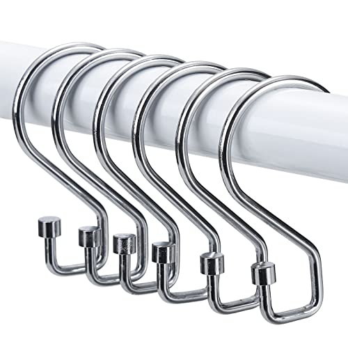 GOOWIN 12 Stück Duschvorhangringe, Metall Multifunktionale Duschvorhanghaken für Duschvorhänge und Vorhänge (Chrom) von Goowin