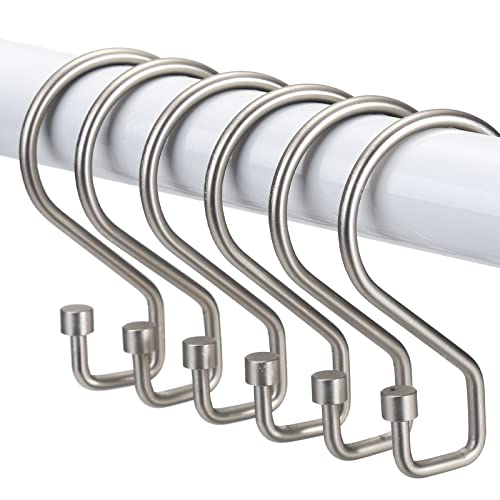 GOOWIN 12 Stück Duschvorhangringe, Metall Multifunktionale Duschvorhanghaken für Duschvorhänge und Vorhänge (Mattes Nickel) von Goowin