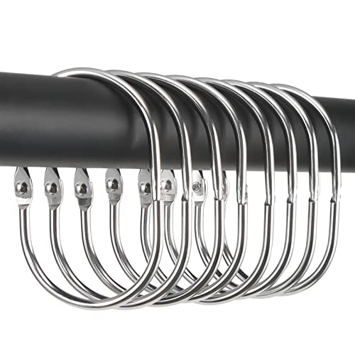 Goowin Duschvorhangringe 24 Stück, Duschvorhang Haken aus Metall, ovaler Ring, mit Schnappverschluss, duschringe für Duschvorhang （Chrom） von Goowin
