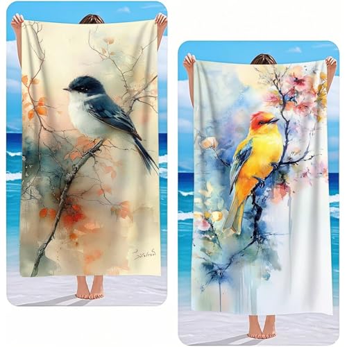 Strandtuch Microfaser Badetuch Groß 2 Set XXL Strandtücher 80x180 cm, Schnelltrocknendes Strandhandtuch Tier Microfaser Handtücher Kompakt und Sandfest, Stranddecke Damen Strandhandtuch Vogel G-2239 Strandtuch Microfaser Badetuch Groß 2 Set XXL Strandtücher 80x180 cm, Schnelltrocknendes Strandhandtuch Tier Microfaser Handtücher Kompakt und Sandfest, Stranddecke Damen Strandhandtuch Vogel G-2239 von Gooxehuu