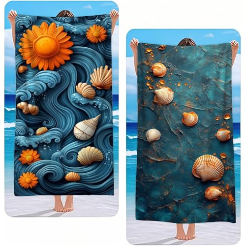 Strandtuch XXL 2er Set Blau Mikrofaser Handtuch Groß 220x100 cm Microfaser Handtücher Kompakt Sandfest, Blume Leicht und Chnelltrocknend Saunahandtuch, Reisetuch als Strandlaken, Strand & Pool G-2431 Strandtuch XXL 2er Set Blau Mikrofaser Handtuch Groß 220x100 cm Microfaser Handtücher Kompakt Sandfest, Blume Leicht und Chnelltrocknend Saunahandtuch, Reisetuch als Strandlaken, Strand & Pool G-2431 von Gooxehuu