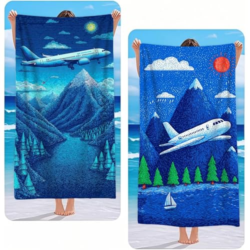 Strandtuch XXL 2er Set Blau Mikrofaser Handtuch Groß 70x140 cm Microfaser Handtücher Kompakt Sandfest, Flugzeug Leicht und Chnelltrocknend Saunahandtuch, Reisetuch als Strandlaken, Strand & Pool G-3 Strandtuch XXL 2er Set Blau Mikrofaser Handtuch Groß 70x140 cm Microfaser Handtücher Kompakt Sandfest, Flugzeug Leicht und Chnelltrocknend Saunahandtuch, Reisetuch als Strandlaken, Strand & Pool G-3 von Gooxehuu