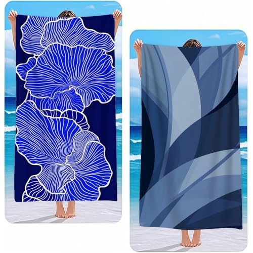 Strandtuch XXL 2er Set Blau Mikrofaser Handtuch Groß 90x200 cm Microfaser Handtücher Kompakt Sandfest, Blume Leicht und Chnelltrocknend Saunahandtuch, Reisetuch als Strandlaken, Strand & Pool G-2385 Strandtuch XXL 2er Set Blau Mikrofaser Handtuch Groß 90x200 cm Microfaser Handtücher Kompakt Sandfest, Blume Leicht und Chnelltrocknend Saunahandtuch, Reisetuch als Strandlaken, Strand & Pool G-2385 von Gooxehuu