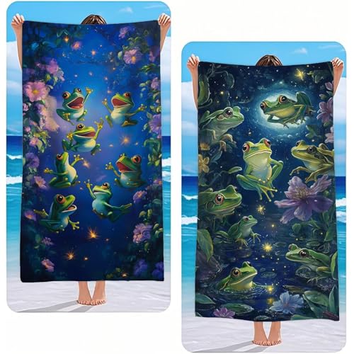 Strandtuch XXL 2er Set Frosch Mikrofaser Handtuch Groß 220x100 cm Microfaser Handtücher Kompakt Sandfest, Blume Leicht Chnelltrocknend Saunahandtuch, Reisetuch als Strandlaken, Strand & Pool G-2277 Strandtuch XXL 2er Set Frosch Mikrofaser Handtuch Groß 220x100 cm Microfaser Handtücher Kompakt Sandfest, Blume Leicht Chnelltrocknend Saunahandtuch, Reisetuch als Strandlaken, Strand & Pool G-2277 von Gooxehuu