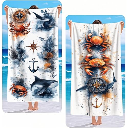 Strandtuch XXL 2er Set Hai Mikrofaser Handtuch Groß 90x200 cm Microfaser Handtücher Kompakt Sandfest, Krabbe Leicht und Chnelltrocknend Saunahandtuch, Reisetuch als Strandlaken, Strand & Pool G-2561 Strandtuch XXL 2er Set Hai Mikrofaser Handtuch Groß 90x200 cm Microfaser Handtücher Kompakt Sandfest, Krabbe Leicht und Chnelltrocknend Saunahandtuch, Reisetuch als Strandlaken, Strand & Pool G-2561 von Gooxehuu
